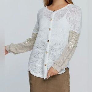 Sequin Accent Button Down Cardigan
